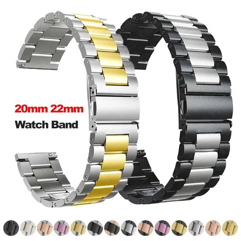 Premium Stainless Steel Watch Strap, 20mm/22mm, Metal Band