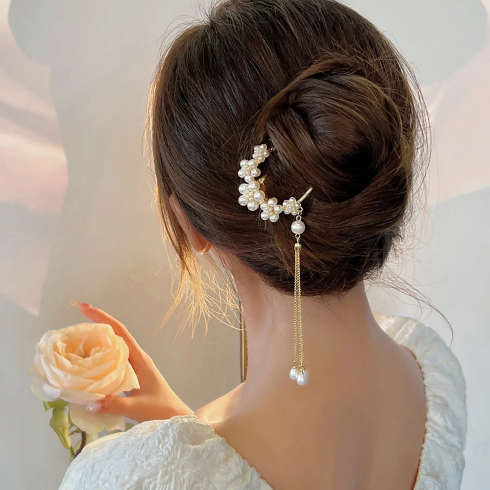1PC Pearl - Decorated Hair Stick with Tassel, Elegant Hair Accessory for Women, Perfect for Updo Hairstyles