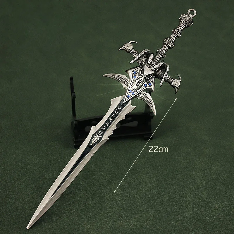World of Warcraft Weapon 22cm Frostmourne The Lich King Diamond Inlay Game Peripheral Alloy Knife Katana Samurai Sword Toys 2