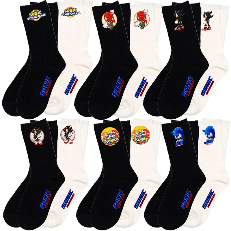 

Sonic The Hedgehog Cartoon Anime Long Knitted Cotton Socks Cartoon Character Sonic Image Printed Sock Unisex Hip-Hop Stockings