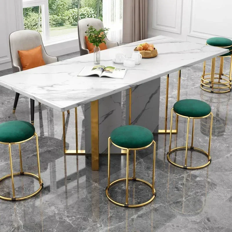 Soft kitchen luxury Dining chair casual restaurant folding bar stool leisure chair iron, modern simple small round low stool