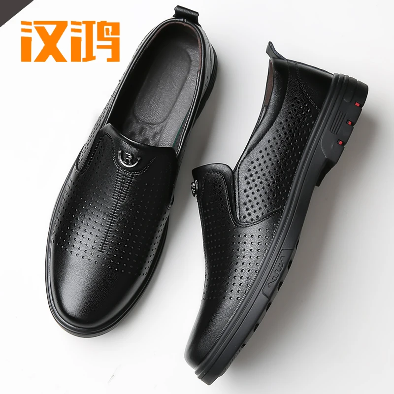 

Летняя новая мужская обувь Hanhong из натуральной кожи, дышащая деловая повседневная кожаная обувь, Мужская мягкая подошва, для среднего возраста