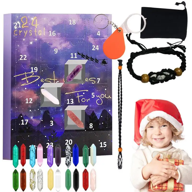 Rock Collection Advent Calendar Natural Stone Gift Box Kit Meditation Stocking Stuffers New Year Gifts Kids Friends