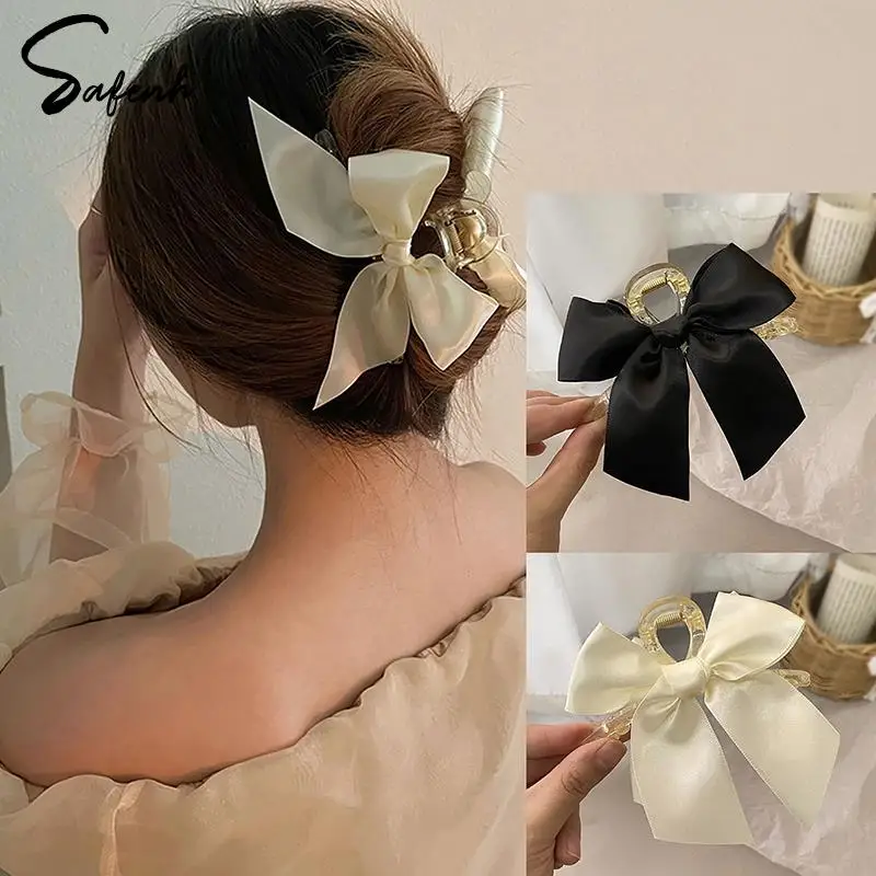 

Fashion Women Girls Bowknot Hair Claw Solid Color Bowknot Hairclips Hairpin Barrettes For Ponytail Women Hair Accessories
