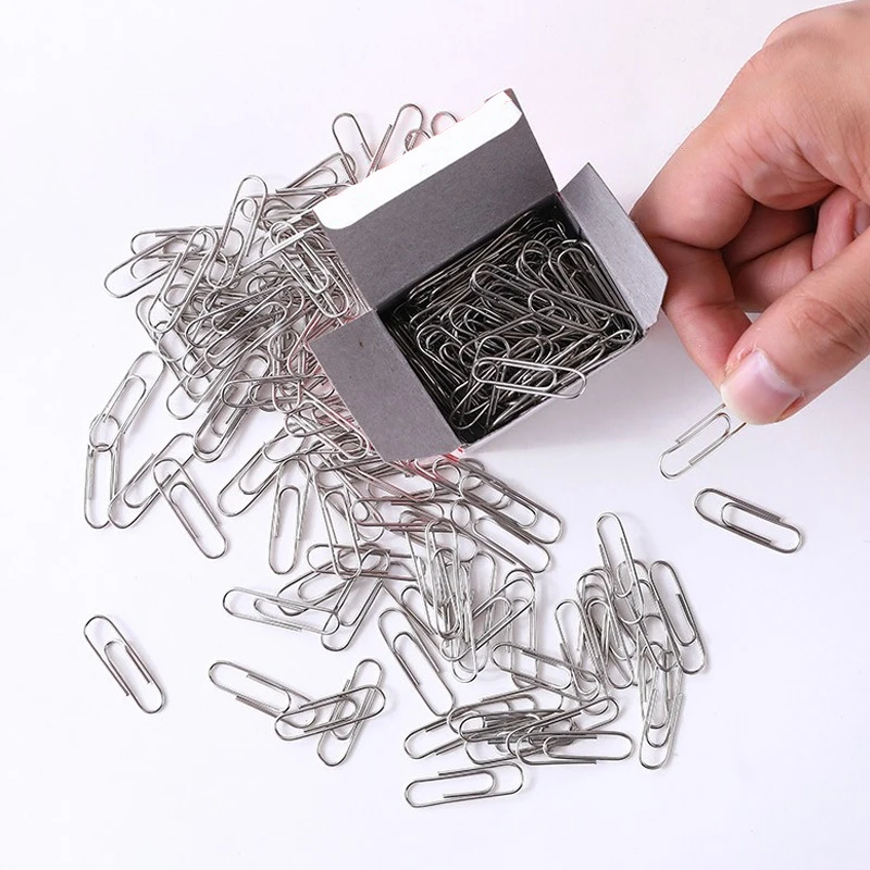 200PCS 학생 스테인레스 스틸 북마크 종이 클립 종이 클립 서류 정리용 실버 종이 클립 사무실 학교 용품