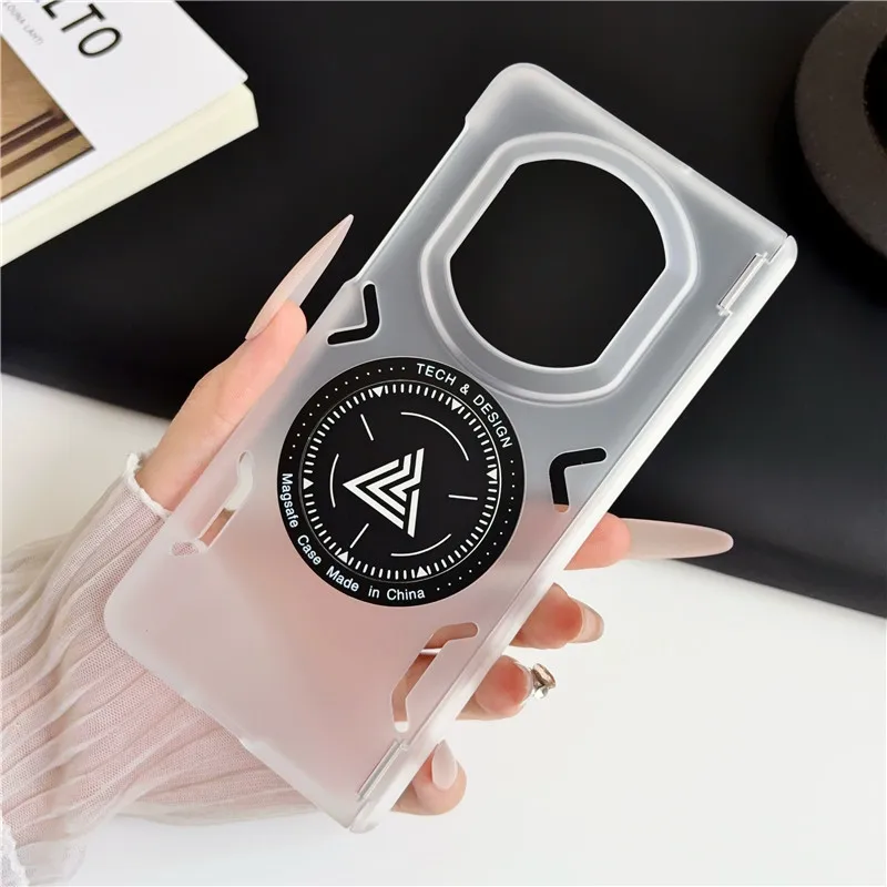 Magnetic Cooling Transparent Matte Stripe Phone Cover with Heat Dissipation and Non-Slip Design
