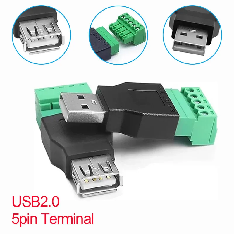 USB Screw Terminal Block Connector, USB 2.0 Type A Male To 5 - View #2
