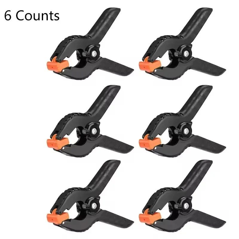 6 pcs 3 inches Heavy Duty Spring Clamps - Plastic Grip for Background/Muslin/Canvas/Chromakey, Photo Studio & Carpenter Tool