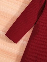 Robe décontractée pour filles, couleur unie, col rond, manches longues, longueur genou, pièce unique, automne 4