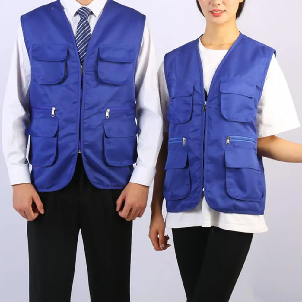 Practical Outdoor Vest Plus Size Men Waistcoat Multiple Pockets Outerwear Slim Fit Casual  Working  Clothing