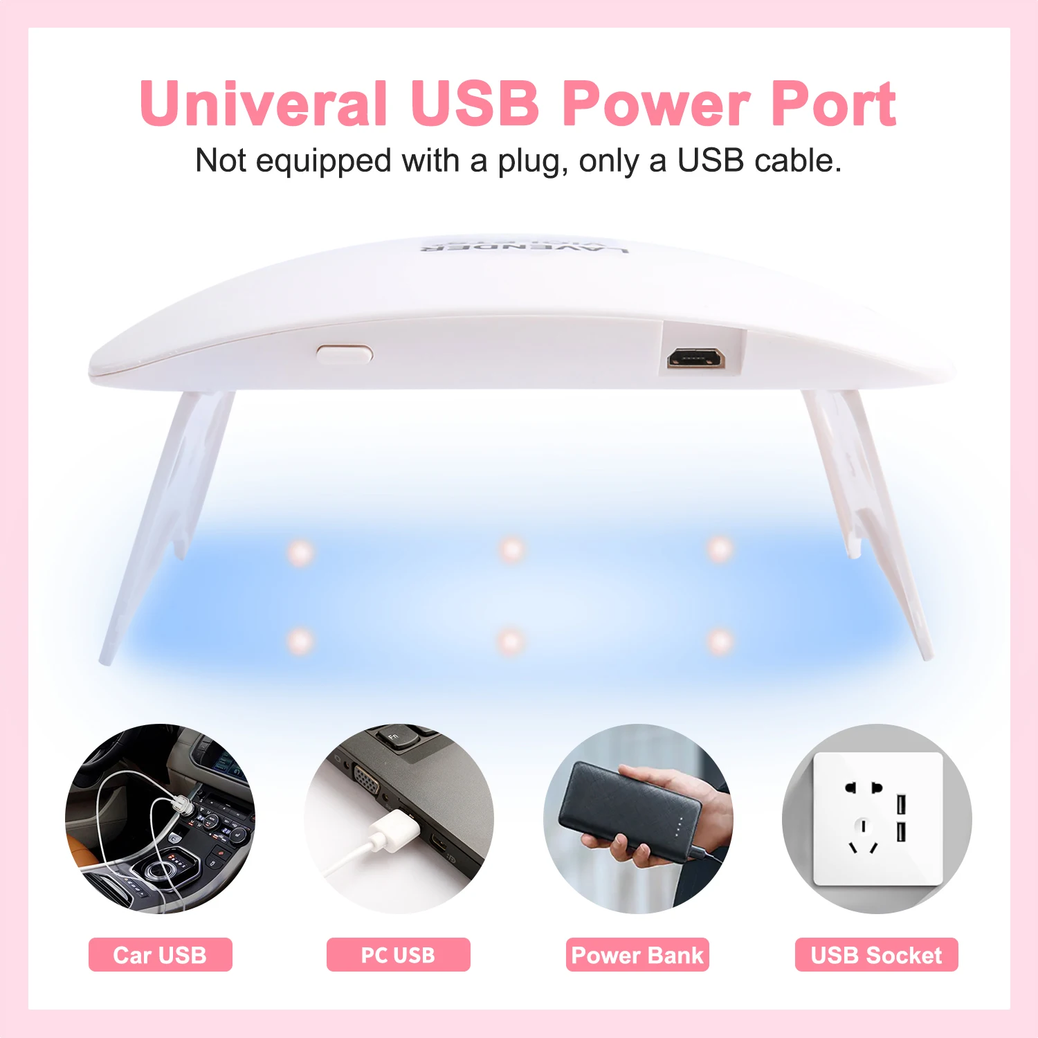 Mini 6W UV LED Lamp 2 Timer Setting USB Foldable Nail Dryer for Gel Polish Polygel Manicure 5