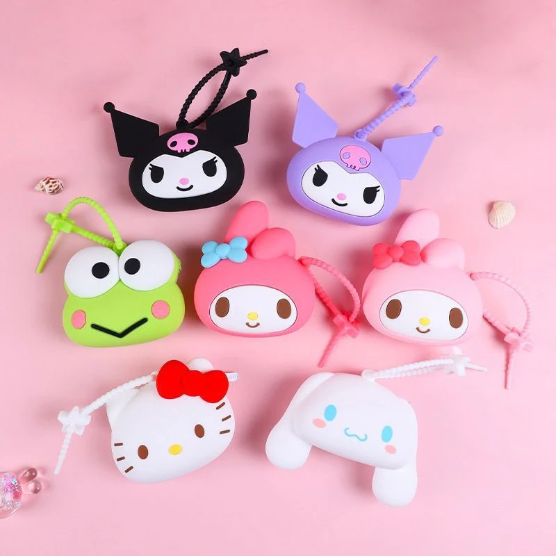 

Кошелек для монет Kuromi Hello бумажник "Котёнок" Cute Sanrio, брелок с подвеской, кавайная силиконовая сумка, мультяшный водонепроницаемый кошелек из ПВХ, Рождество