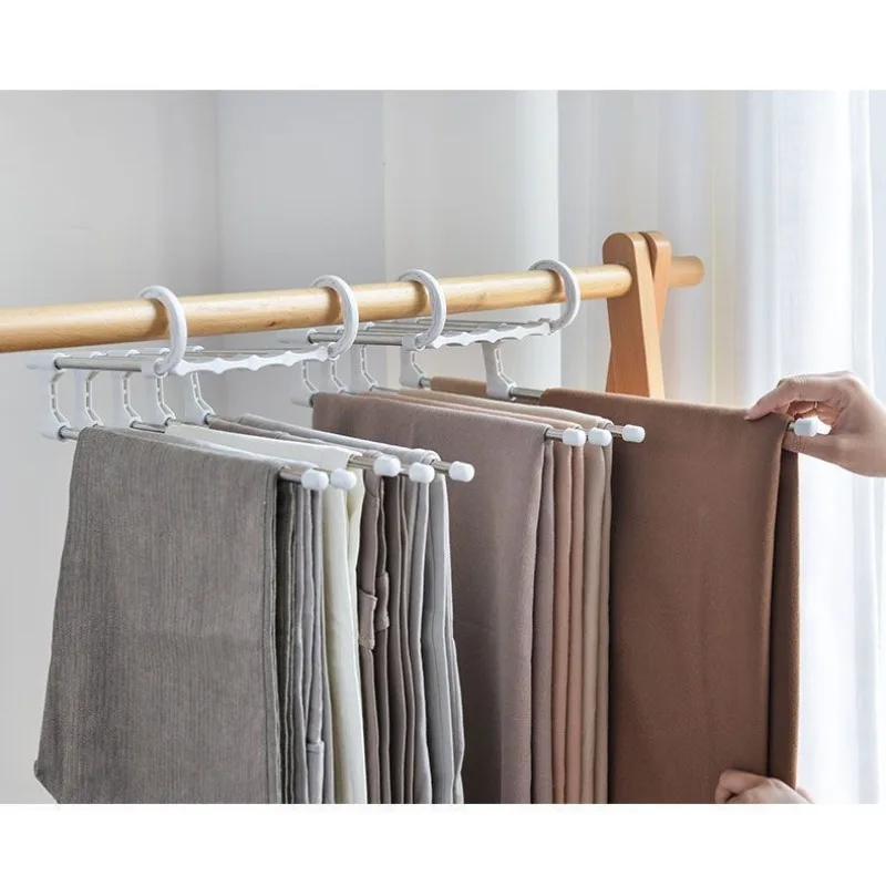 Magic Trouser Rack Stainless Steel Folding Hooks Bedroom Wardrobe Storage Closet Storage Space Saver Trouser Skirt Hooks
