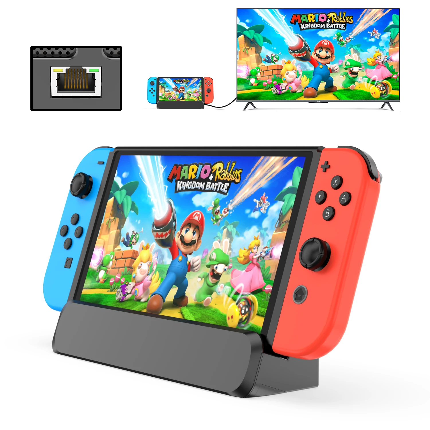 Switch Docking Station para Nintendo Switch Adaptador de tv Oled Hdmi 1000 Mbit Rj45 Ethernet Lan tipo c Hub em 1 - Imagem 5