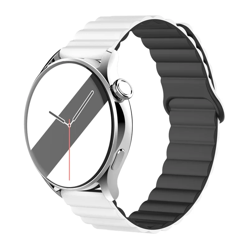 Universal Magnetic Loop Silicone Smartwatch Strap – 20mm/22mm Band with Adjustable Link Bracelet Design