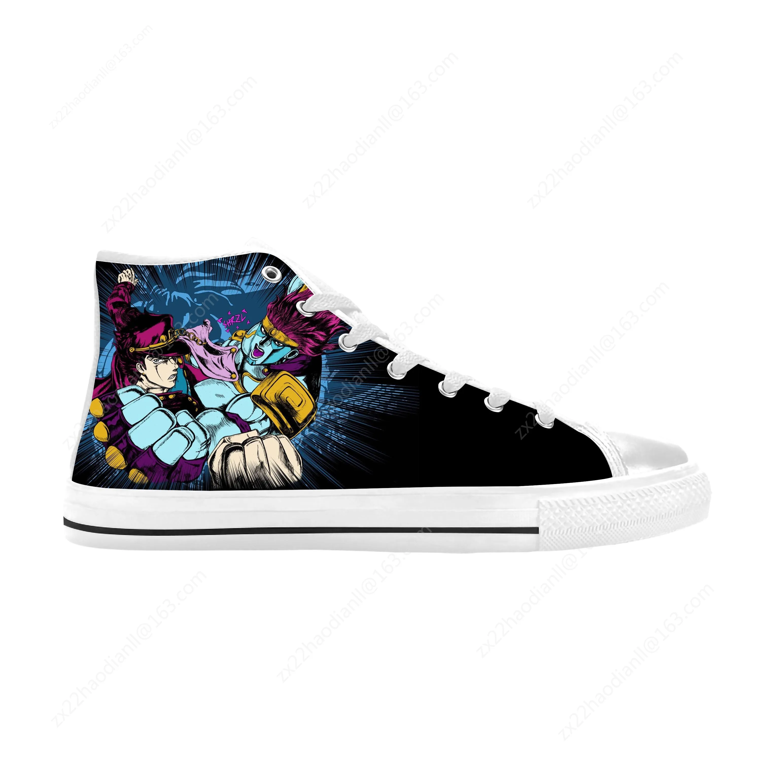 Japanese Anime Jojo Bizarre Adventure Kujo Jotaro Casual Cloth Shoes High Top Comfortable Breathable 3D Print Men Women Sneakers