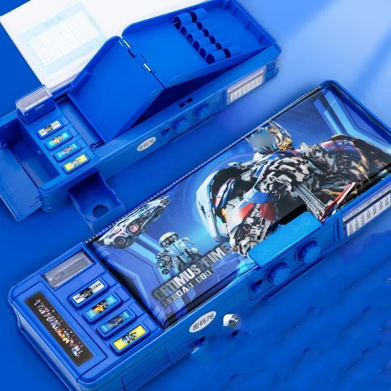 Stationery box Transformers multi functional high tech boys' password lock kindergarten bag gift