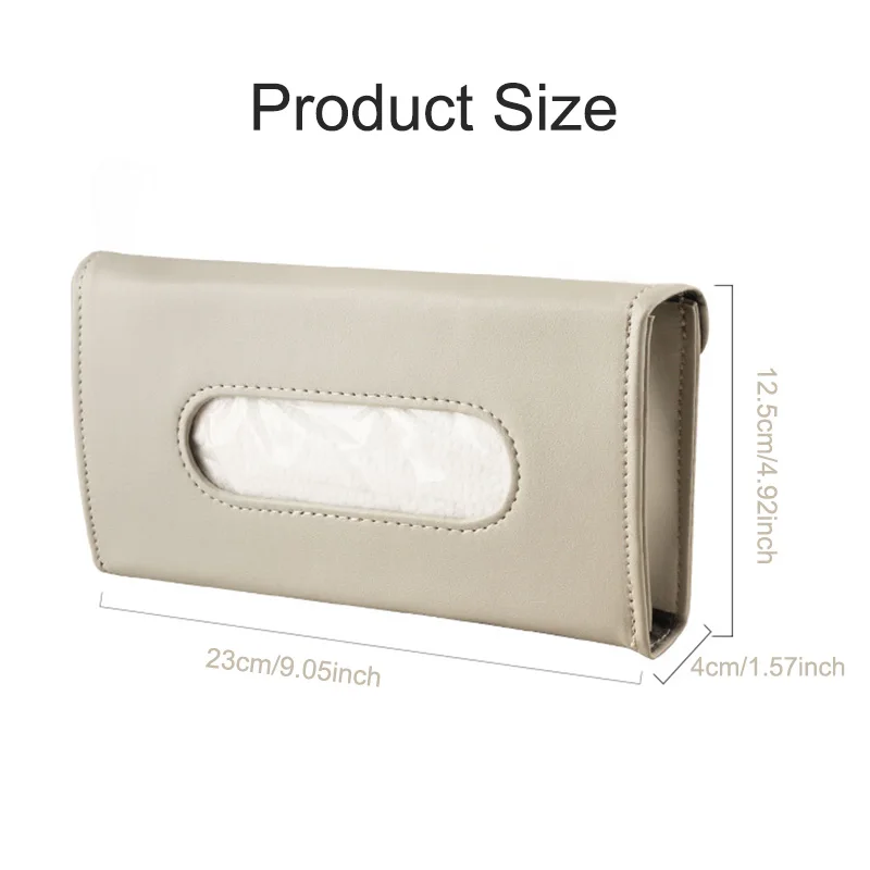 PU Leather Car Tissue Box Sun Visor Type Block Hanging Container Napkin Holder Paper Rack Organizer Storage Bag