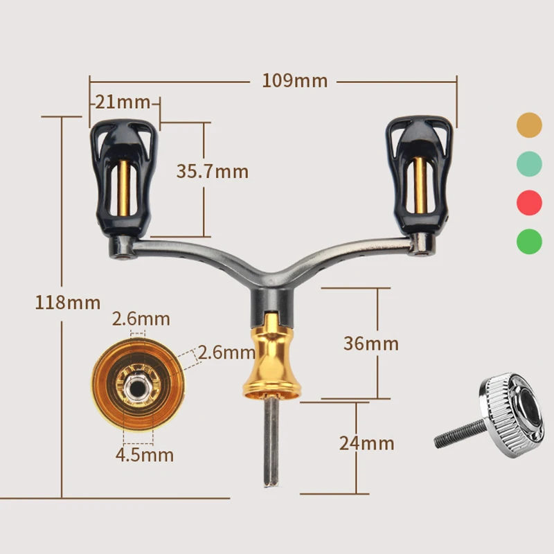 1PC Spinning Reel Dual Griff Grip CNC Metall Rocker Arm EVA Knopf Angeln Rad DIY Geändert Angelgerät Reel werkzeuge – Detail 13