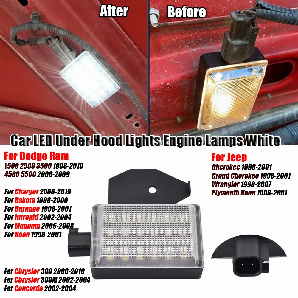 

Car LED Under Hood Lights Engine Compartment Utility Lamps New For Dodge Ram Jeep Chrysler 68395126AA 68395126AB