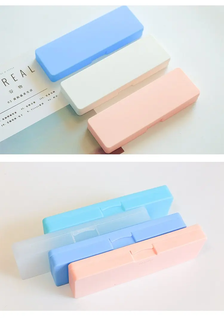 2Pcs/1set 19×6.4×2.5 Pencil Box Hard Pencil Case with Snap Tight Lid Plastic Stackable Design Office Supplies Storage Organizer 6