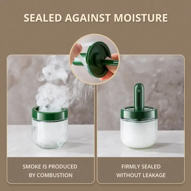 Seasoning Jar Glass With Telescopic Spoon Household Kitchen Salt Storage Leak Proof Moisture-proof
