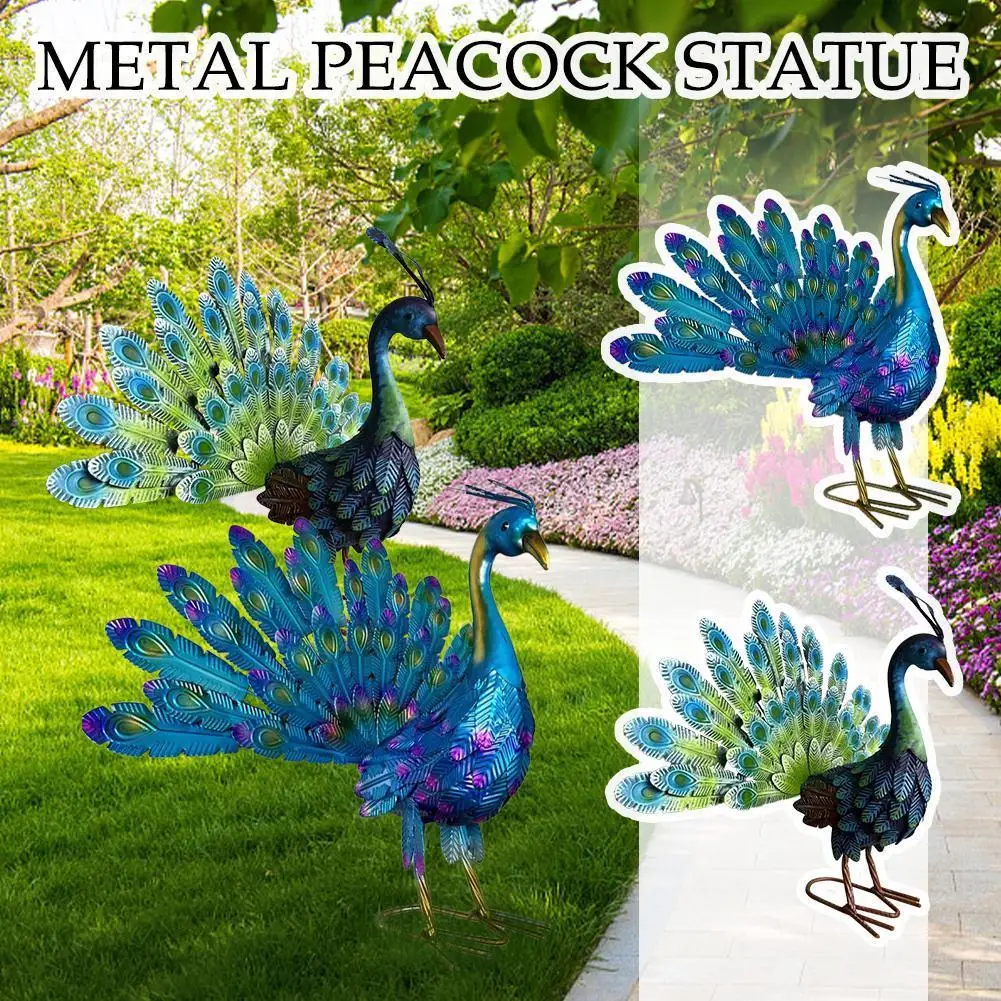 

Metal Peacocks Garden Statue Garden Decoration Outdoor Peacocks Figurine Decorative Animal Art Sculpture For Patio Lawn Sup T0P7