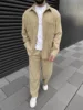2025 Spring autumn Europe and the United States cross-border men's corduroy high quality long sleeve coat casual pants two piece 1