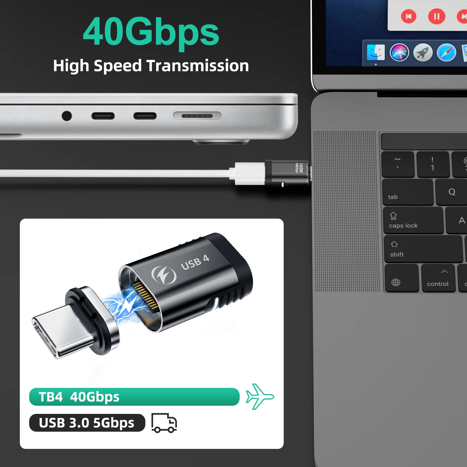 140W USB4.0 Adapter magnetyczny szybkie ładowanie magnes konwerter USB C do typu C 40Gbps synchronizacja danych złącze 8K @ 60Hz USB C Adapter OTG