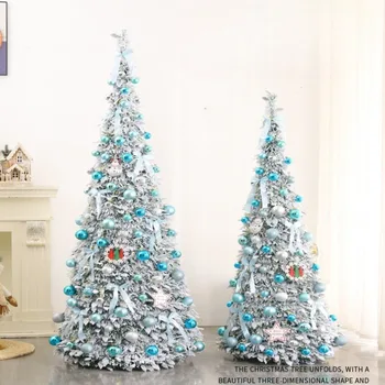 Realistic Christmas Tree with  Snow Flocking Foldable Xmas Tree for Home Decor Space Saving Collapsible Tree Winter Snowy Decor
