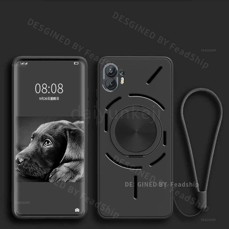Magnetic Silicone Phone Case with Holder and Screen Protector