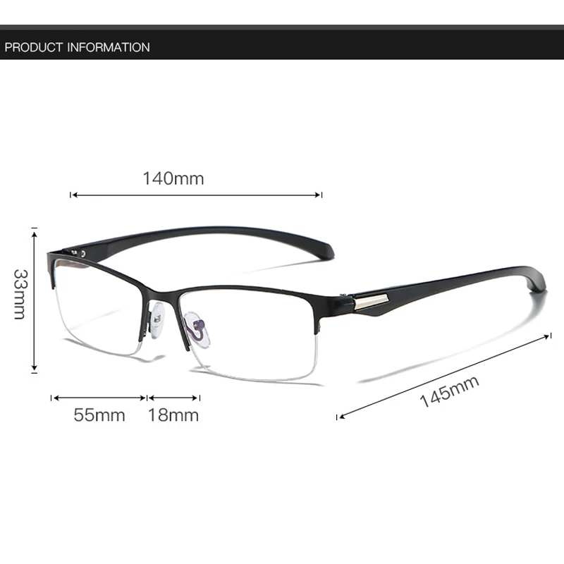 Blue Light Blocking Myopia Glasses For Women Men Fashion Metal Full Frame Eyeglasses Student Near Sight Eyewear Diopter To -6.0 6