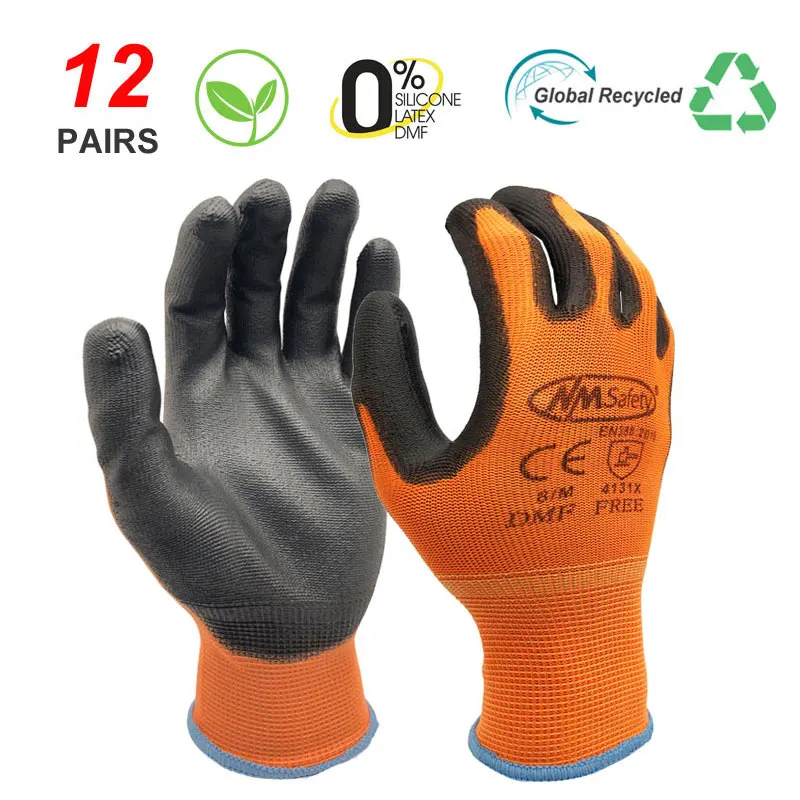 24Pieces/12 Pairs High Quality Safety Mechanic Protective Work Gloves Women Garden or Men Security Rubber Glove NMSafety Brand.