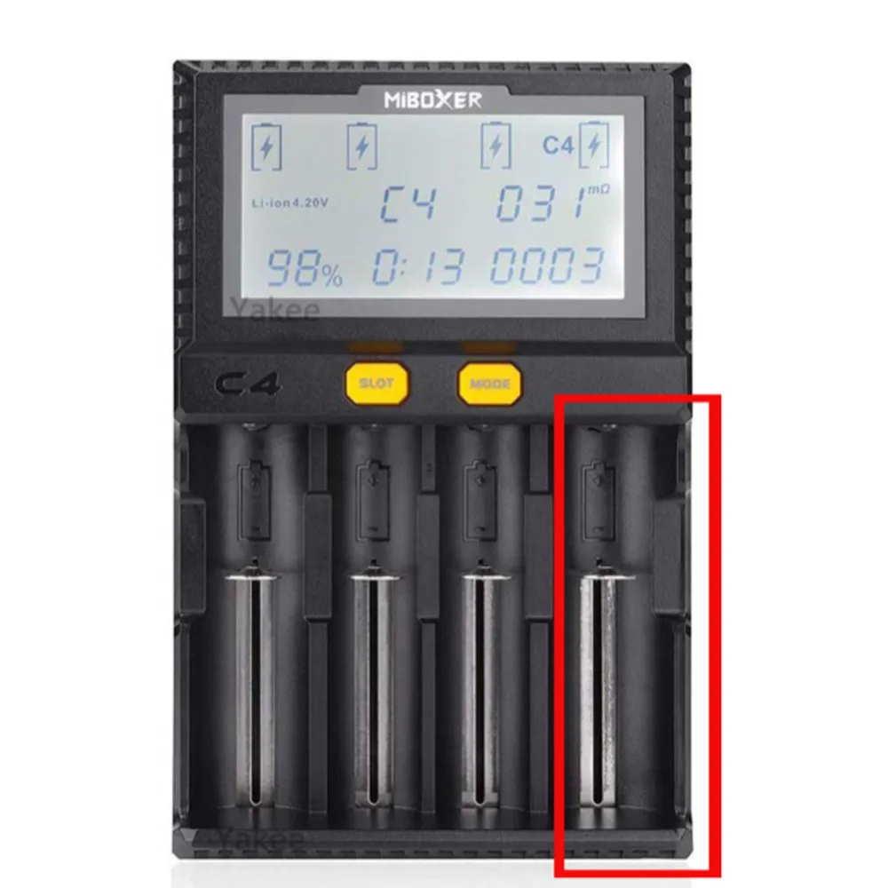 Miboxer chytrá baterie nabíječka C4 VC4 LCD s auto vykladače pro li-ion/imr/inr/icr/lifepo4 18650 14500 26650 AAA 100-800mah