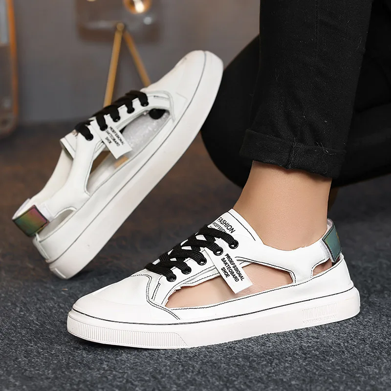 Summer Hollow Out Sneakers Men Original Red Comfortable Breathable Men's Casual Shoes Outdoor Flat Fashion Trendy Shoes For Man
