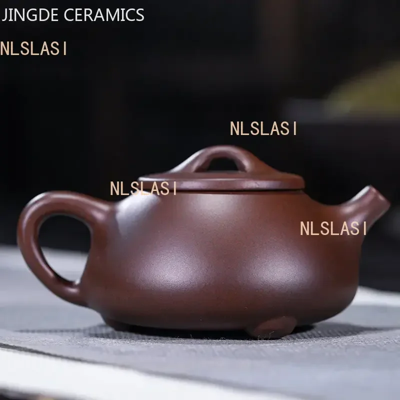 220ml Antique Yixing Purple Clay Teapot Handmade Zhu Mud Stone Scoop Kettle Chinese Zisha Tea Set Customized Household Teaware