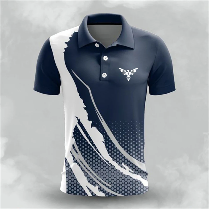 

Fashionable 3D digital printed men's short sleeved POLO