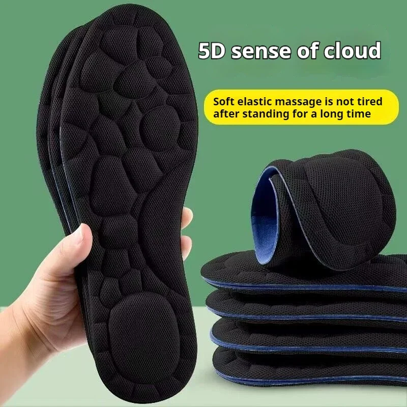 1 Pair/3 Pairs 5D Memory Foam Insoles Soft Flexible Breathable Insoles Shock Absorbing Sole Men's Outdoor Running Sports Insoles