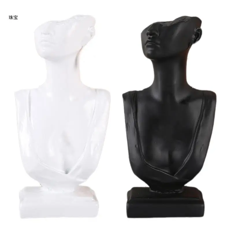 

X5QE Fashion Neck Model Holder Jewelry Exhibition Stand Resin Earrings Display Holder