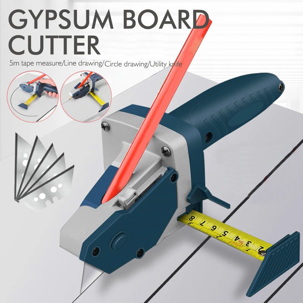 Manual Gypsum Board Cutter Hand Push Drywall Cutting Artifact Tools with Tape Woodworking Cutting Board Tools hand tools plasterboard edger with 5m tape measure drywall cutting carpentry tool gypsum board cutter cardboard scriber