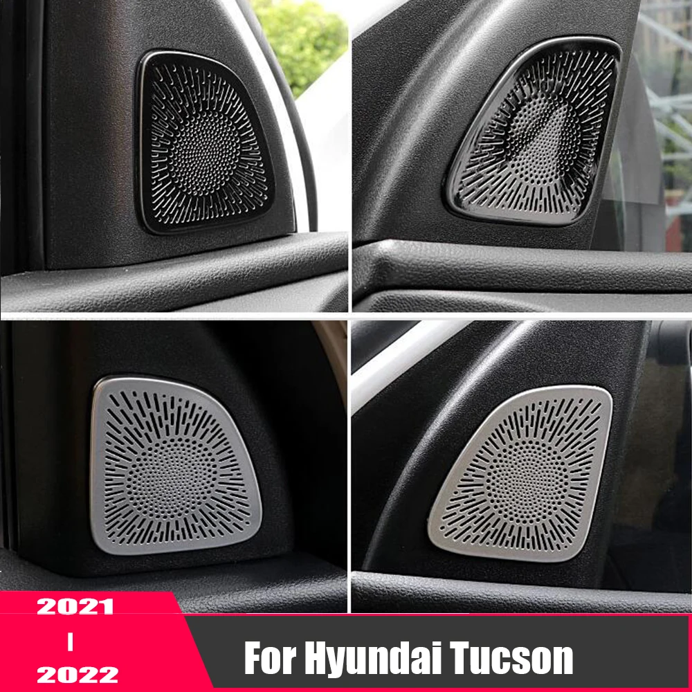 

For Hyundai Tucson NX4 2021 2022 Stainless Glass Window Pillar A Loudspeaker Stereo Speaker Audio Cover Trim Car Accessories