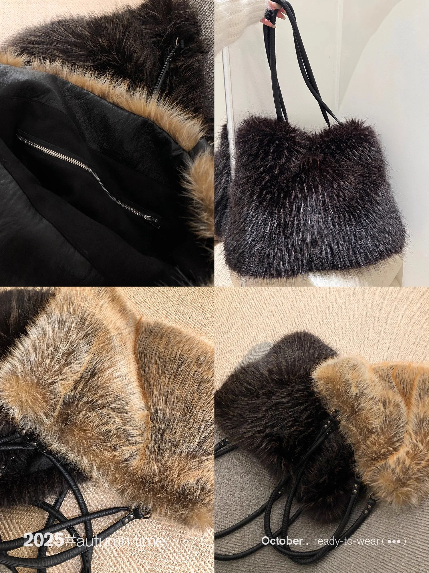 Designer Faux Fur Tote Bag for Women Luxury Handbags Autumn Winter Plush Shoulder Crossbody Bags Brand Shopper Purses New