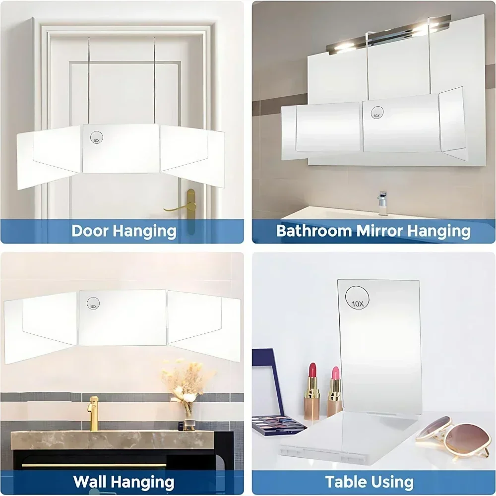Magnifying Mirror 3Way Mirror with 10X Magnification For Hair Cutting