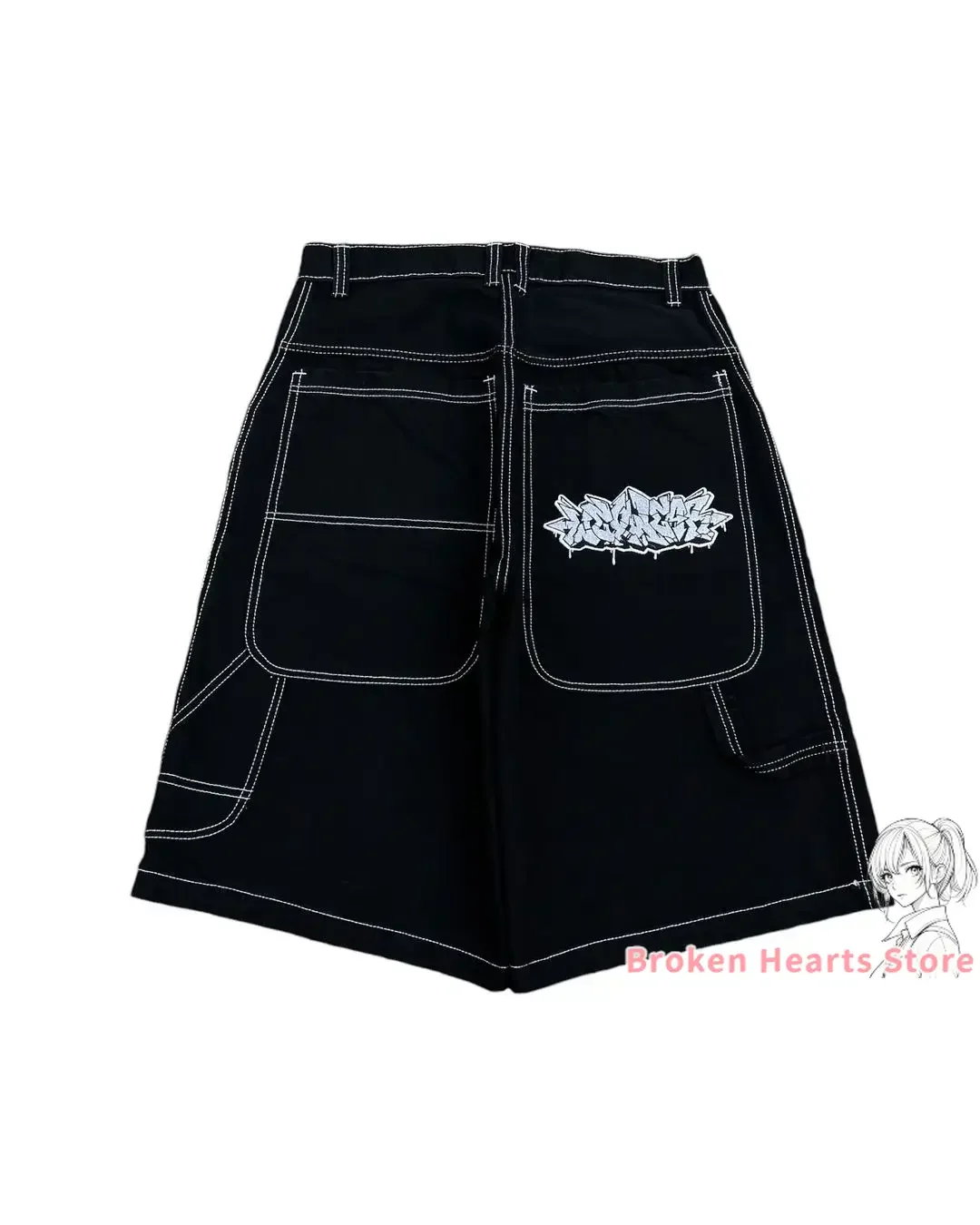 Wexwear Embroidery Shorts Skateboarding New Y2k Jeans Denim Baggy Harajuku Gym Basketball Shorts Men Letter Graphic Streetwear