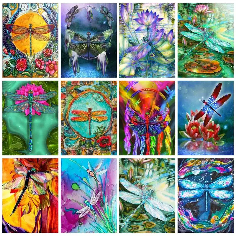 

Картина маслом по номерам CHENISTORY, красочная Стрекоза для взрослых, Раскраска по номерам «сделай сам», подарок, домашние декорации, акриловые краски, фантазия