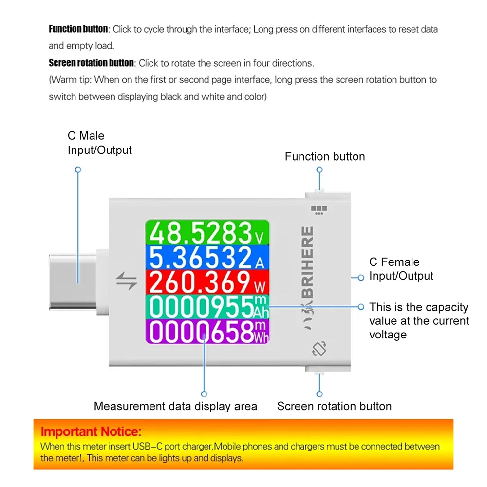 Color Screen USB Power Tester for Fast Charging Devices