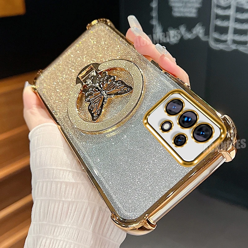 Glitter Butterfly Plating Silicone Shockproof Phone Case