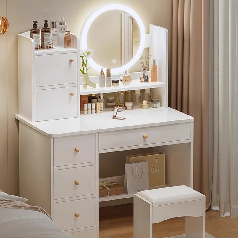 

Light White Dressing Table Mirror Organizer Drawer Bedroom Dressing Table Luxury Light Mueble Tocador Para Maquillaje Furniture
