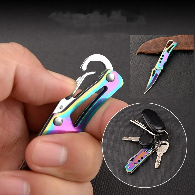 Folding Knife Multi-functional Key Outdoor Camping Survival Self-defense Stainless Steel Sharp Portable carving knife metal carving knife cutting knife art knife utility knife