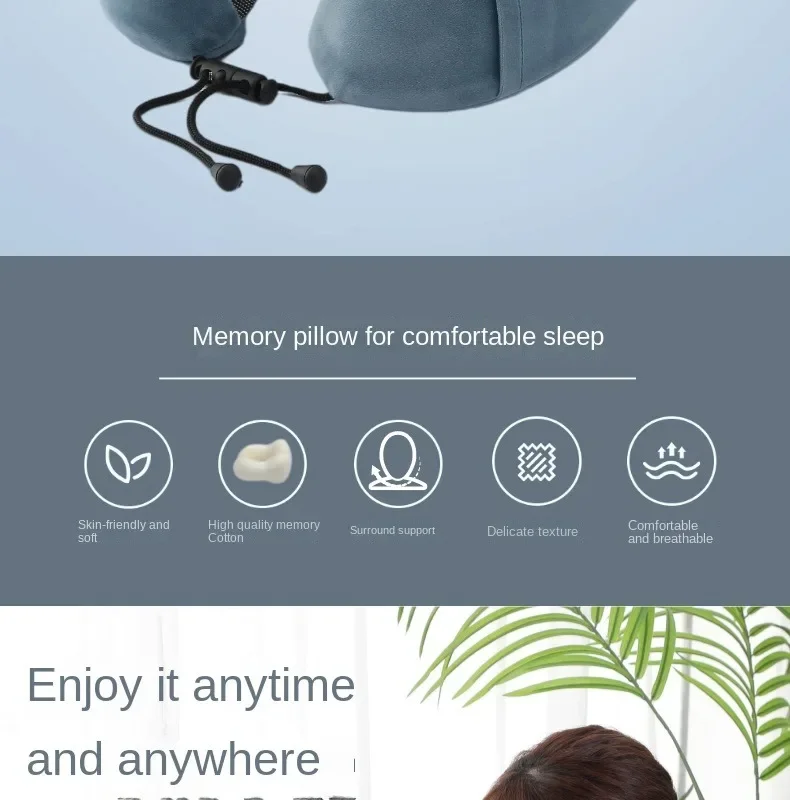 Description Picture 3 of itemU Shaped Memory Foam Neck Pillows Soft Travel Pillow Massage Neck Pillow Sleeping Airplane Pillow Cervical Healthcare Bedding